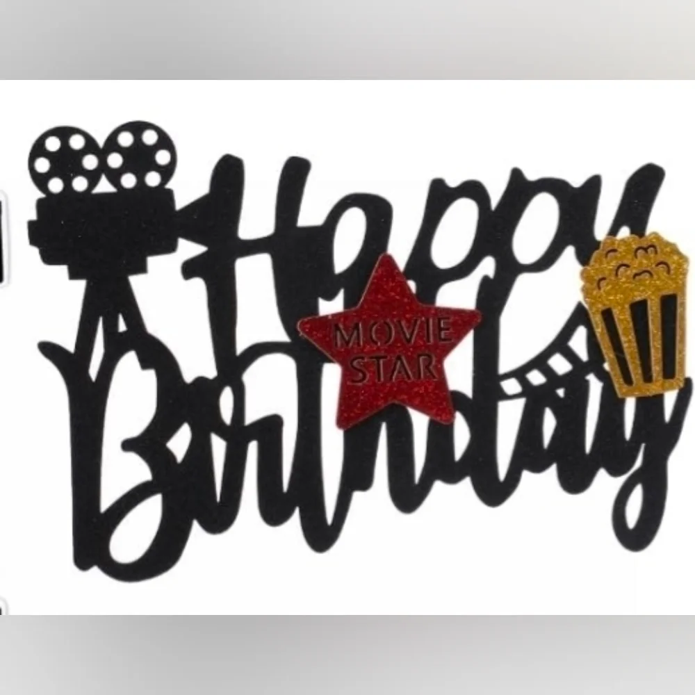 NWT 18 PCS Movie Night Cake Topper Happy Birthday Cake Decoration Movie Theme